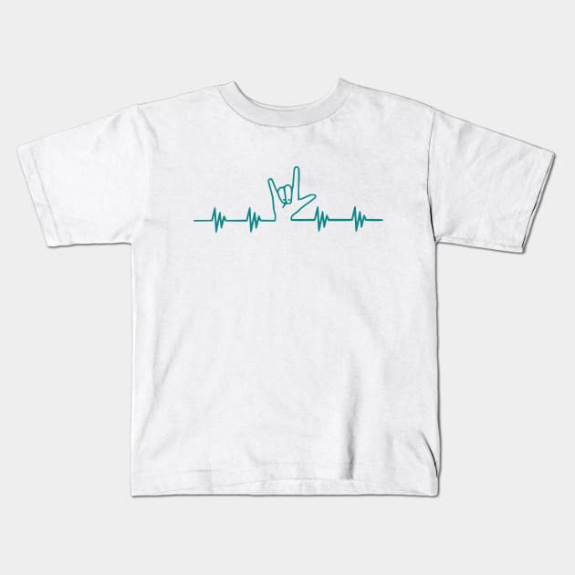 ASL Heartbeat Line Kids T-Shirt by Defenestration Nation